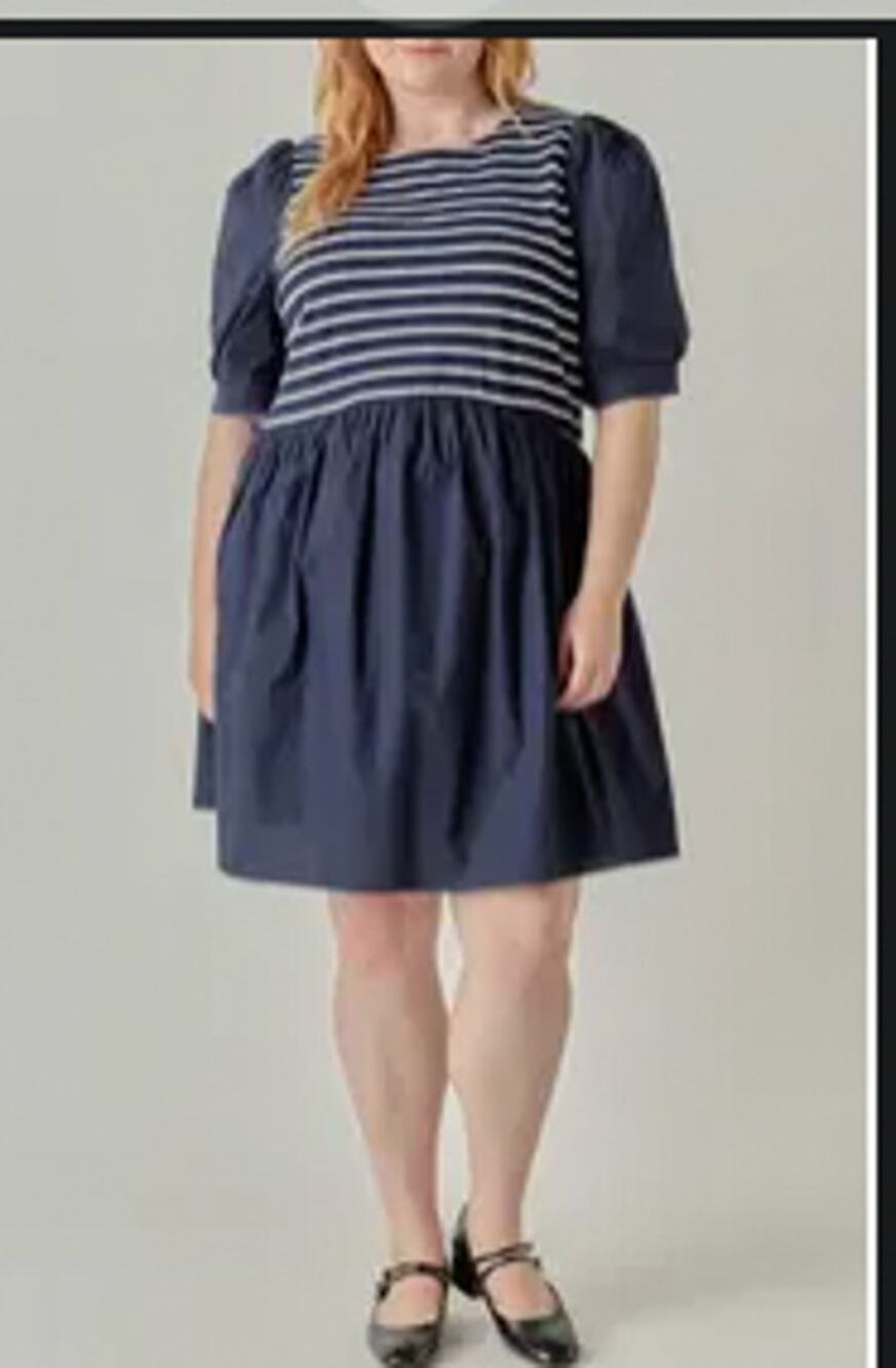 NWT English Factory Striped High-Low Knit Combo Dress Sz 1X